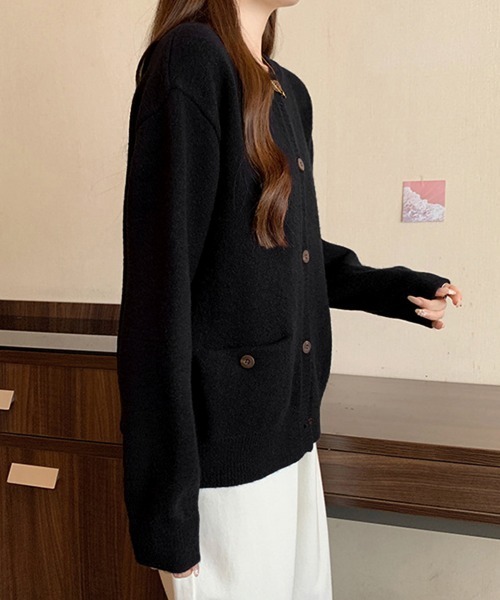 Miniministore(ミニミニストア)の「ニットカーディガン ポケット付き 秋冬服(ニット/セーター・レディース・イエロー×グリーン/アイボリー/ブラック/レッド/ダークグレー/ベージュ・FREE)」の11枚目の写真
