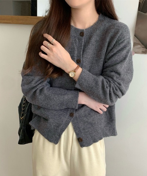 Miniministore(ミニミニストア)の「ニットカーディガン ポケット付き 秋冬服(ニット/セーター・レディース・イエロー×グリーン/アイボリー/ブラック/レッド/ダークグレー/ベージュ・FREE)」の15枚目の写真