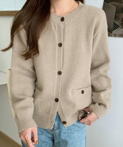 Miniministore(ミニミニストア)の「ニットカーディガン ポケット付き 秋冬服(ニット/セーター・レディース・イエロー×グリーン/アイボリー/ブラック/レッド/ダークグレー/ベージュ・FREE)」の16枚目の写真