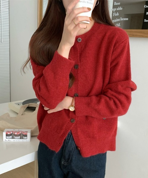 Miniministore(ミニミニストア)の「ニットカーディガン ポケット付き 秋冬服(ニット/セーター・レディース・イエロー×グリーン/アイボリー/ブラック/レッド/ダークグレー/ベージュ・FREE)」の17枚目の写真