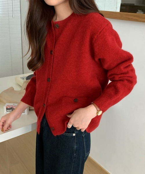 Miniministore(ミニミニストア)の「ニットカーディガン ポケット付き 秋冬服(ニット/セーター・レディース・イエロー×グリーン/アイボリー/ブラック/レッド/ダークグレー/ベージュ・FREE)」の18枚目の写真