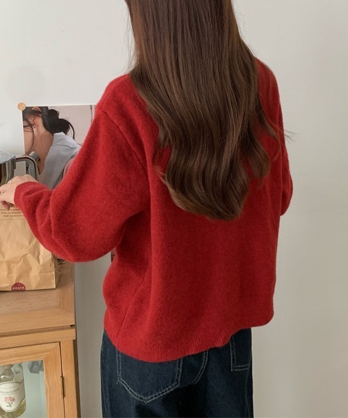 Miniministore(ミニミニストア)の「ニットカーディガン ポケット付き 秋冬服(ニット/セーター・レディース・イエロー×グリーン/アイボリー/ブラック/レッド/ダークグレー/ベージュ・FREE)」の20枚目の写真