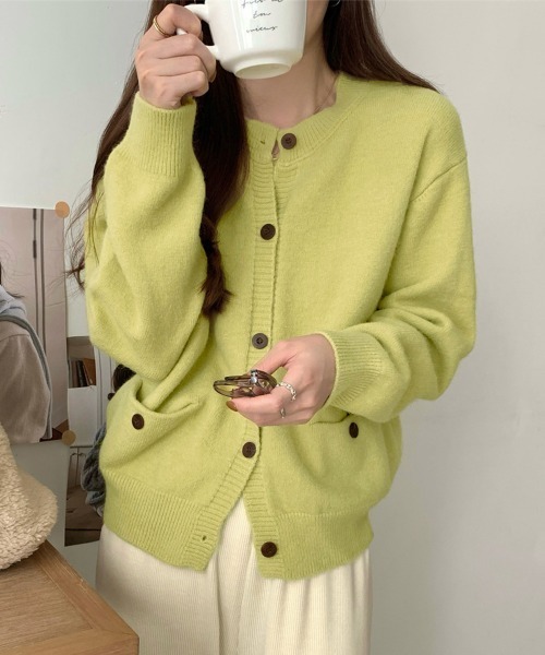 Miniministore(ミニミニストア)の「ニットカーディガン ポケット付き 秋冬服(ニット/セーター・レディース・イエロー×グリーン/アイボリー/ブラック/レッド/ダークグレー/ベージュ・FREE)」の21枚目の写真
