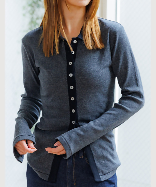 MILLER（ミラー）の「【Robert P.Miller / ロバートピーミラー】パネルリブカーディガン/ボーダー/カーディガン【WEB限定】（カーディガン/ボレロ・レディース・チャコールグレー/ブラック/グレー・フリー）」の3枚目の写真