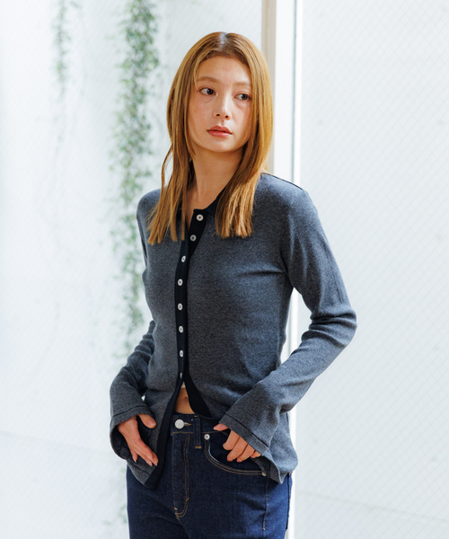 MILLER（ミラー）の「【Robert P.Miller / ロバートピーミラー】パネルリブカーディガン/ボーダー/カーディガン【WEB限定】（カーディガン/ボレロ・レディース・チャコールグレー/ブラック/グレー・フリー）」の12枚目の写真