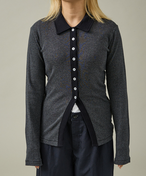 MILLER（ミラー）の「【Robert P.Miller / ロバートピーミラー】パネルリブカーディガン/ボーダー/カーディガン【WEB限定】（カーディガン/ボレロ・レディース・チャコールグレー/ブラック/グレー・フリー）」の9枚目の写真