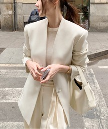 ノーカラージャケット（ホワイト/白色系）ファッション通販 - ZOZOTOWN