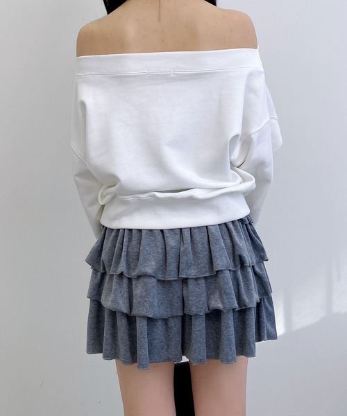 INGNI（イング）の「ラインストーンロゴオフショルスウェットトップス（スウェット・レディース・オフホワイト/チャコールグレー/オートミール/ボルドー・M）」の8枚目の写真