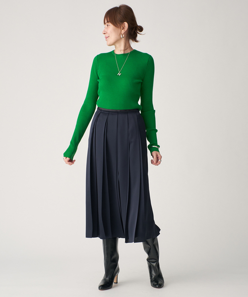 VERMEIL par iena（ヴェルメイユパーイエナ）の「SLOWOOL Rib クルーネックプルオーバー（ニット/セーター・レディース・ベージュ/ネイビー/イエロー/グリーン・FREE）」の12枚目の写真