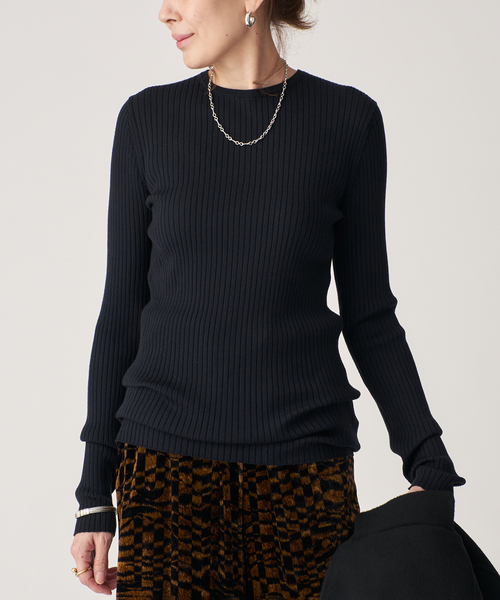 VERMEIL par iena（ヴェルメイユパーイエナ）の「SLOWOOL Rib クルーネックプルオーバー（ニット/セーター・レディース・ベージュ/ネイビー/イエロー/グリーン・FREE）」の16枚目の写真