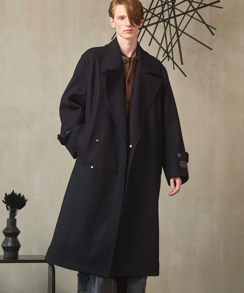 UNISEX》Super140s Prime-Over Melton Double Breasted Coat