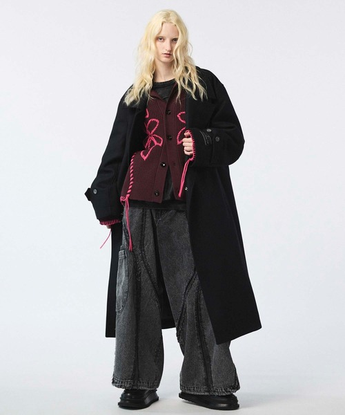 UNISEX》Super140s Prime-Over Melton Double Breasted Coat/プライム