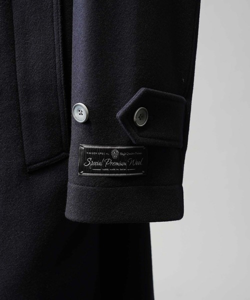 MAISON SPECIAL(メゾンスペシャル)の「《UNISEX》Super140s Prime-Over Melton Double Breasted Coat/プライムオーバーメルトンダブルコート【MAISON SPECIAL/メゾンスペシャル】(トレンチコート・メンズ・ブラック/チャコールグレー/ネイビー・0/1/2)」の11枚目の写真
