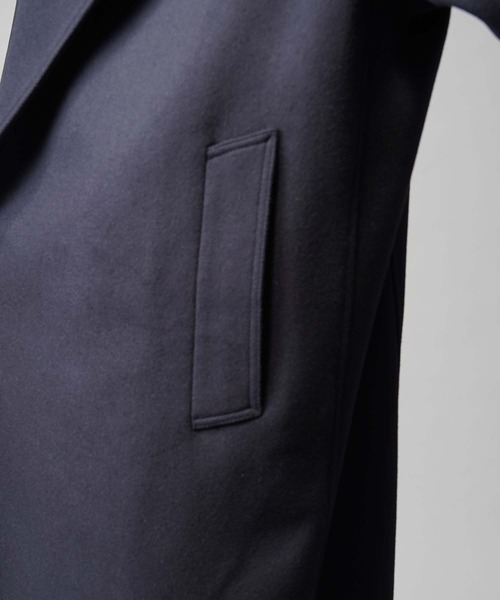 MAISON SPECIAL(メゾンスペシャル)の「《UNISEX》Super140s Prime-Over Melton Double Breasted Coat/プライムオーバーメルトンダブルコート【MAISON SPECIAL/メゾンスペシャル】(トレンチコート・メンズ・ブラック/チャコールグレー/ネイビー・0/1/2)」の9枚目の写真
