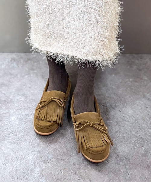 enchanted（エンチャンテッド）の「《APOM》フリンジモカシン（モカシン/デッキシューズ・レディース・ブラック/キャメル/ダークブラウン・36/37/38/39/40/41/42）」の14枚目の写真