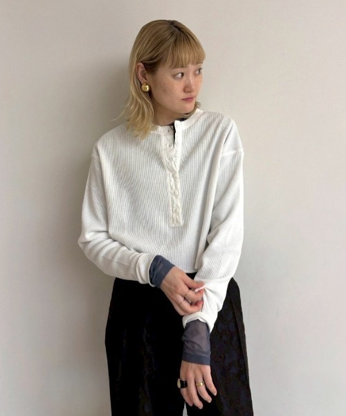 トップス anuke Waffle Henley Tops ànuke online store（アンヌーク） / Waffle Henley TopsWaffle