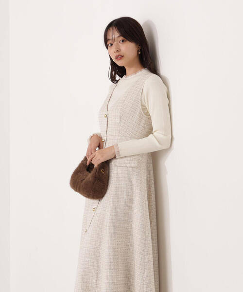 PROPORTION BODY DRESSING(プロポーションボディドレッシング)の「<ウォッシャブル>部分シアーリブニット / 1215270100(ニット/セーター・レディース・ブラウン系その他/ブラック/ホワイト系その他/パープル・MEDIUM/SMALL)」の6枚目の写真
