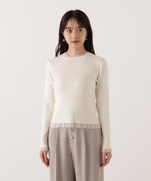 PROPORTION BODY DRESSING(プロポーションボディドレッシング)の「<ウォッシャブル>部分シアーリブニット / 1215270100(ニット/セーター・レディース・ブラウン系その他/ブラック/ホワイト系その他/パープル・MEDIUM/SMALL)」の7枚目の写真