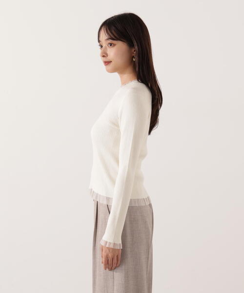 PROPORTION BODY DRESSING(プロポーションボディドレッシング)の「<ウォッシャブル>部分シアーリブニット / 1215270100(ニット/セーター・レディース・ブラウン系その他/ブラック/ホワイト系その他/パープル・MEDIUM/SMALL)」の9枚目の写真