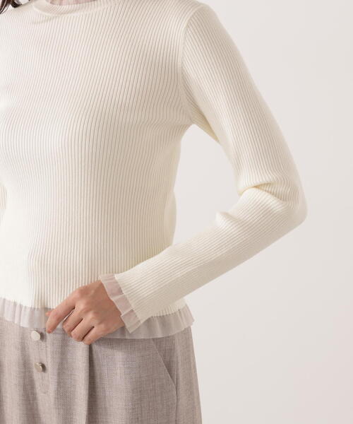 PROPORTION BODY DRESSING(プロポーションボディドレッシング)の「<ウォッシャブル>部分シアーリブニット / 1215270100(ニット/セーター・レディース・ブラウン系その他/ブラック/ホワイト系その他/パープル・MEDIUM/SMALL)」の12枚目の写真