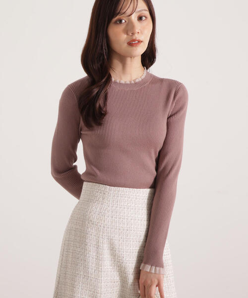 PROPORTION BODY DRESSING(プロポーションボディドレッシング)の「<ウォッシャブル>部分シアーリブニット / 1215270100(ニット/セーター・レディース・ブラウン系その他/ブラック/ホワイト系その他/パープル・MEDIUM/SMALL)」の17枚目の写真