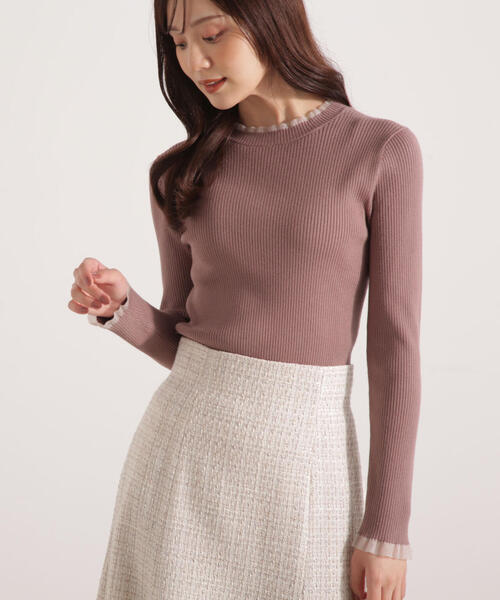 PROPORTION BODY DRESSING(プロポーションボディドレッシング)の「<ウォッシャブル>部分シアーリブニット / 1215270100(ニット/セーター・レディース・ブラウン系その他/ブラック/ホワイト系その他/パープル・MEDIUM/SMALL)」の18枚目の写真