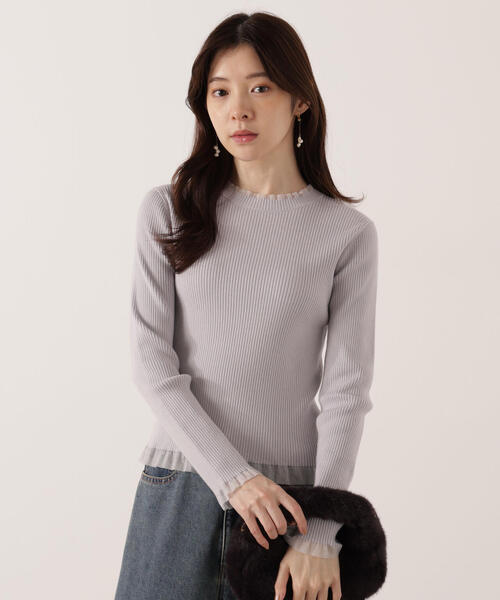PROPORTION BODY DRESSING(プロポーションボディドレッシング)の「<ウォッシャブル>部分シアーリブニット / 1215270100(ニット/セーター・レディース・ブラウン系その他/ブラック/ホワイト系その他/パープル・MEDIUM/SMALL)」の4枚目の写真