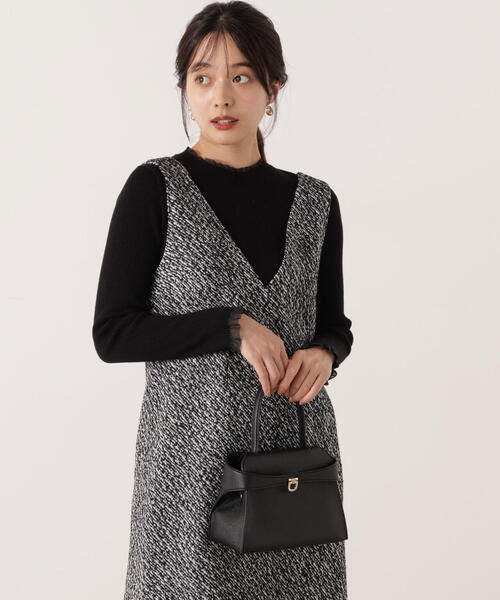 PROPORTION BODY DRESSING(プロポーションボディドレッシング)の「<ウォッシャブル>部分シアーリブニット / 1215270100(ニット/セーター・レディース・ブラウン系その他/ブラック/ホワイト系その他/パープル・MEDIUM/SMALL)」の2枚目の写真