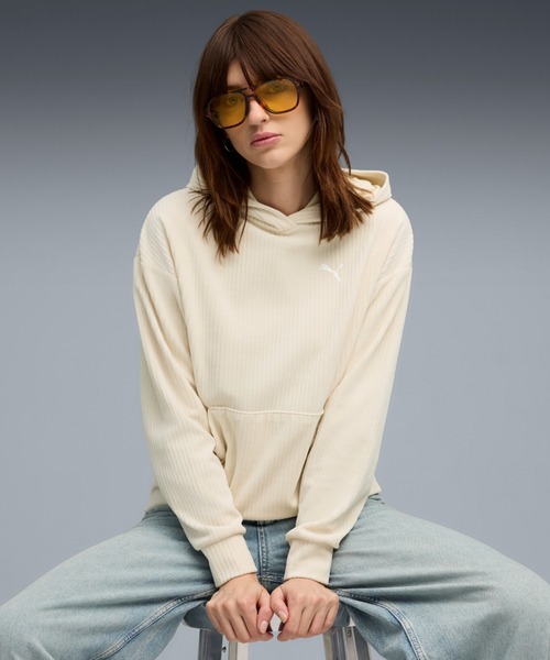 PUMA プーマ ウィメンズ ESS ELEVATED コンフォート ベロア リブ