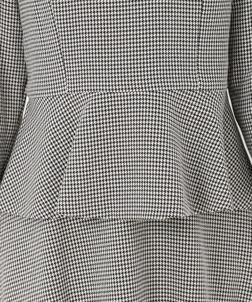 ウーリー千鳥_ペプラムトップス&フレアースカートセットアップ