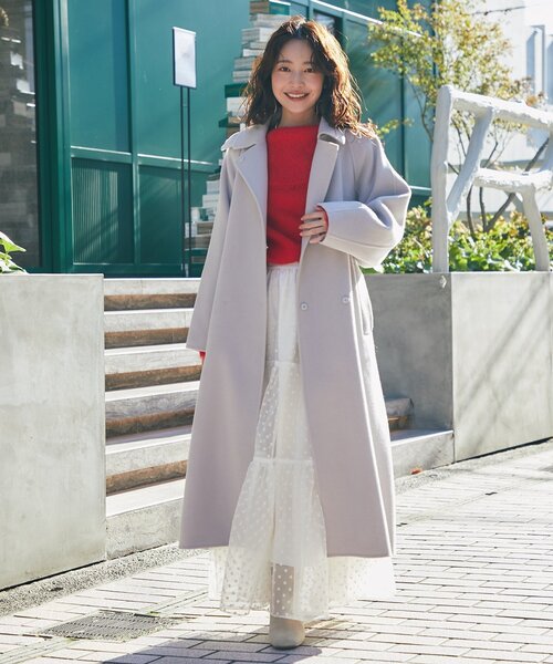 トーガプルラ タフタファーコート 36 2way ロングコート 比翼ボタン トーガプルラ タフタファーコート 36 2way ロングコート 比翼ボタン