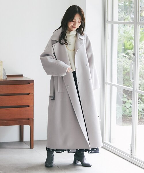 セール】【お上品大人っぽコート】ダブルフェイス2WAYロングコート