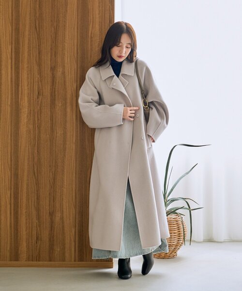 セール】【今すぐお届け！・お上品コート】ダブルフェイス2WAYロング