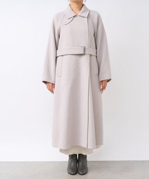 La boutique BonBon（ラブティックボンボン）の「【春まで使える！】ダブルフェイス２WAYロングコート（ステンカラーコート・レディース・ライトグレー/ピンク・FREE/PM）」の12枚目の写真