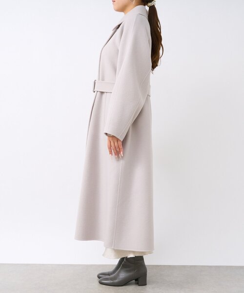 La boutique BonBon（ラブティックボンボン）の「【春まで使える！】ダブルフェイス２WAYロングコート（ステンカラーコート・レディース・ライトグレー/ピンク・FREE/PM）」の11枚目の写真