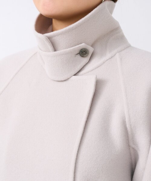 La boutique BonBon（ラブティックボンボン）の「【春まで使える！】ダブルフェイス２WAYロングコート（ステンカラーコート・レディース・ライトグレー/ピンク・FREE/PM）」の4枚目の写真