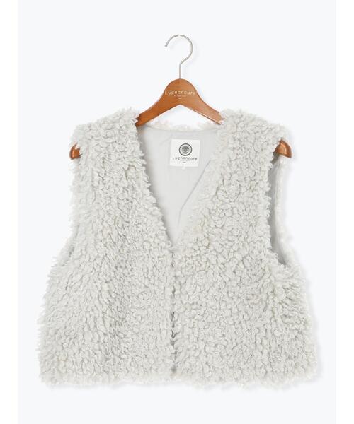Lugnoncure（ルノンキュール）の「ショートボアベスト（ベスト・レディース・オフホワイト/チャコールグレー/モカ・F）」の12枚目の写真