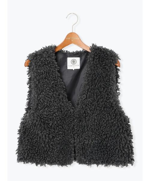 Lugnoncure（ルノンキュール）の「ショートボアベスト（ベスト・レディース・オフホワイト/チャコールグレー/モカ・F）」の10枚目の写真