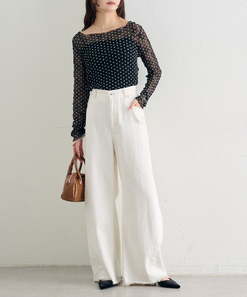 mystic（ミスティック）の「【レイヤードスタイルに！】ドットレースプルオーバー（Tシャツ/カットソー・レディース・ピンク/アイボリー/ブラック/ブルー/グリーン/オフホワイト・FREE）」の22枚目の写真