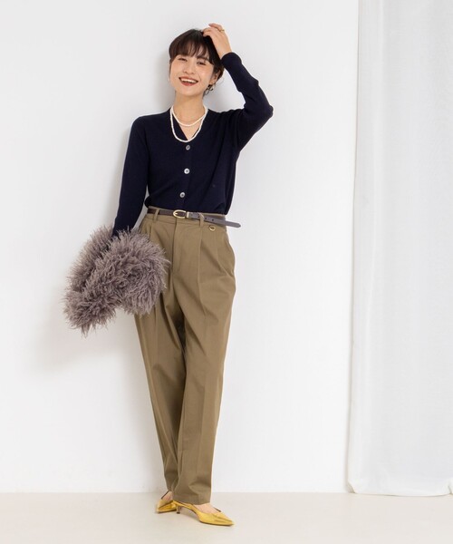 NOLLEY’S（ノーリーズ）の「《手洗い可能》16GマレーリブVネックカーディガン（カーディガン/ボレロ・レディース・ネイビー/ラベンダー/サーモンピンク/グレー・36/38）」の14枚目の写真