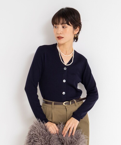 NOLLEY’S（ノーリーズ）の「《手洗い可能》16GマレーリブVネックカーディガン（カーディガン/ボレロ・レディース・ネイビー/ラベンダー/サーモンピンク/グレー・36/38）」の16枚目の写真