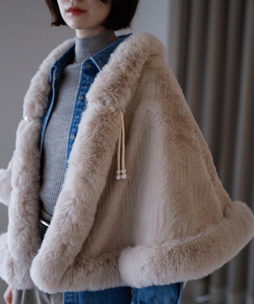 セール】フェイクファー ケープ（ポンチョ）｜Doumoi（ドゥモエ）の