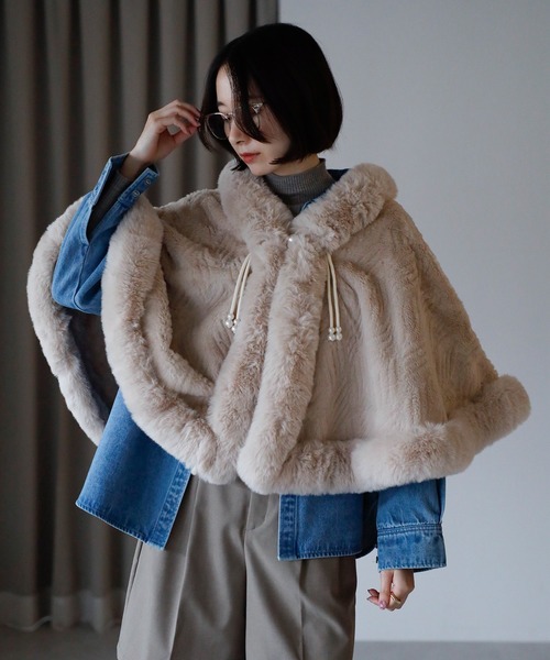 セール】フェイクファー ケープ（ポンチョ）｜Doumoi（ドゥモエ）の