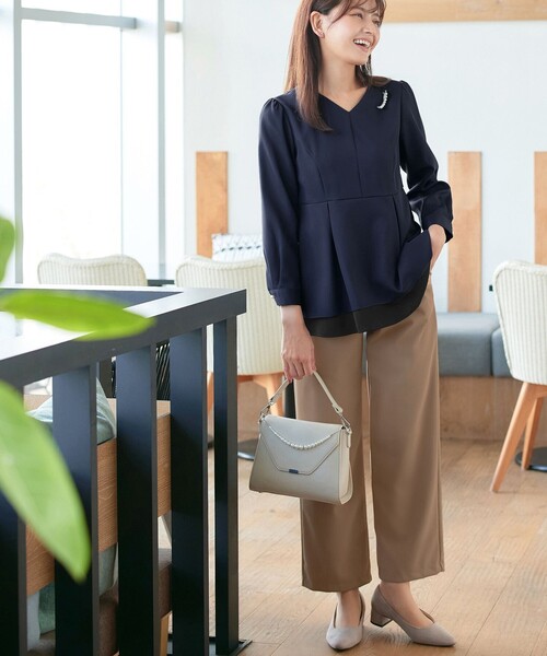 Tiaclasse(ティアクラッセ)の「【日本製】ジョーゼットニットワイドパンツ(その他パンツ・レディース・モカ/ブラック・XL/XXL)」の14枚目の写真