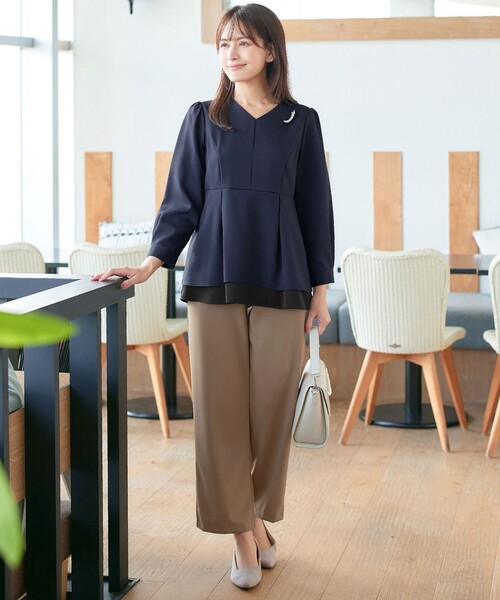 Tiaclasse(ティアクラッセ)の「【日本製】ジョーゼットニットワイドパンツ(その他パンツ・レディース・モカ/ブラック・XL/XXL)」の15枚目の写真