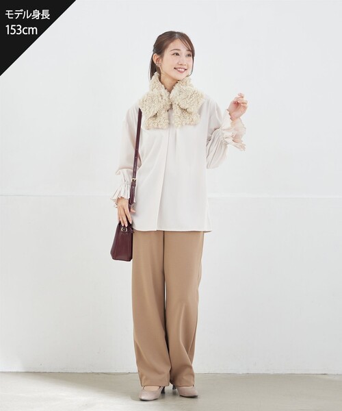 Tiaclasse(ティアクラッセ)の「【日本製】ジョーゼットニットワイドパンツ(その他パンツ・レディース・モカ/ブラック・XL/XXL)」の19枚目の写真