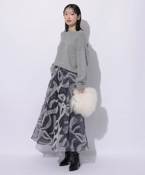 Mystrada（マイストラーダ）の「ノットモチーフフロッキースカート（スカート・レディース・ピンクベージュ/チャコールグレー・34/36/38）」の11枚目の写真