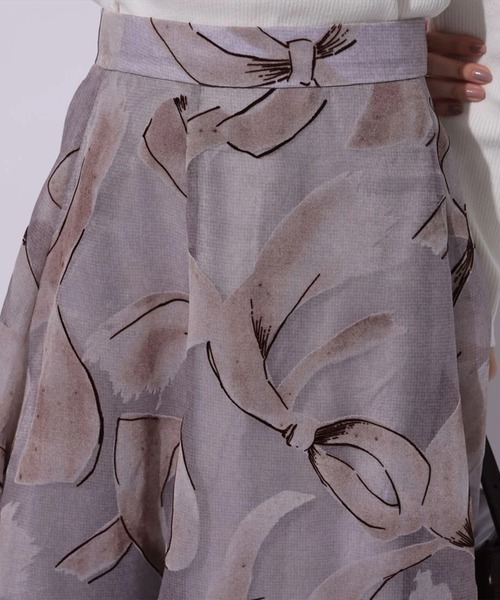 Mystrada（マイストラーダ）の「ノットモチーフフロッキースカート（スカート・レディース・ピンクベージュ/チャコールグレー・34/36/38）」の4枚目の写真