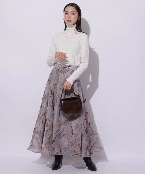 Mystrada（マイストラーダ）の「ノットモチーフフロッキースカート（スカート・レディース・ピンクベージュ/チャコールグレー・34/36/38）」の3枚目の写真