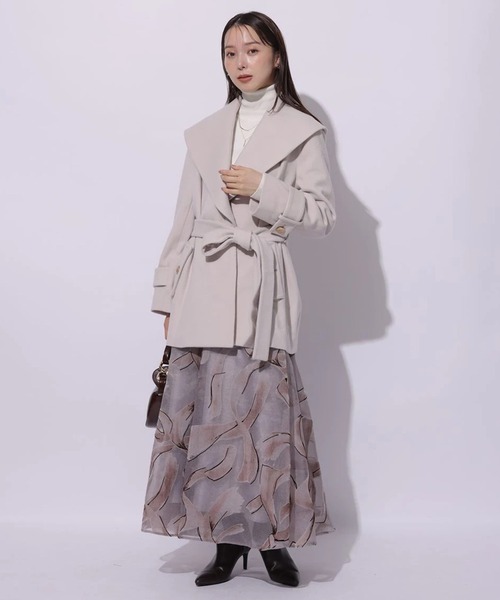 Mystrada（マイストラーダ）の「ノットモチーフフロッキースカート（スカート・レディース・ピンクベージュ/チャコールグレー・34/36/38）」の5枚目の写真